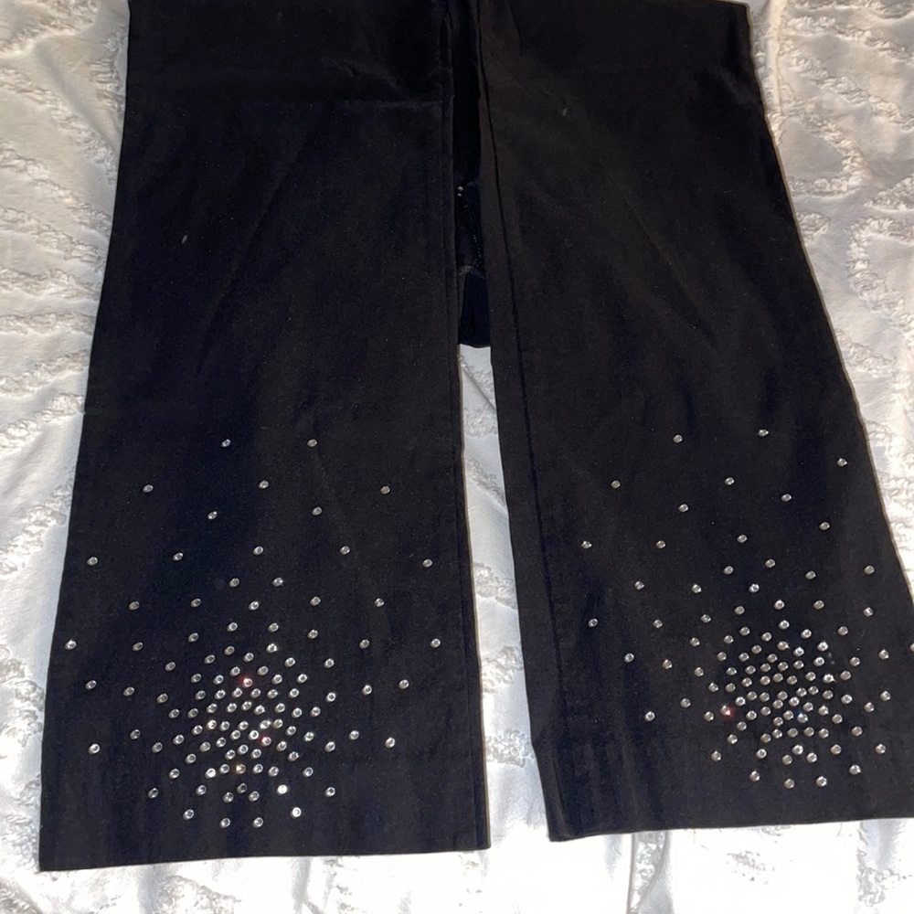 Black rhinestone embellished dress pants